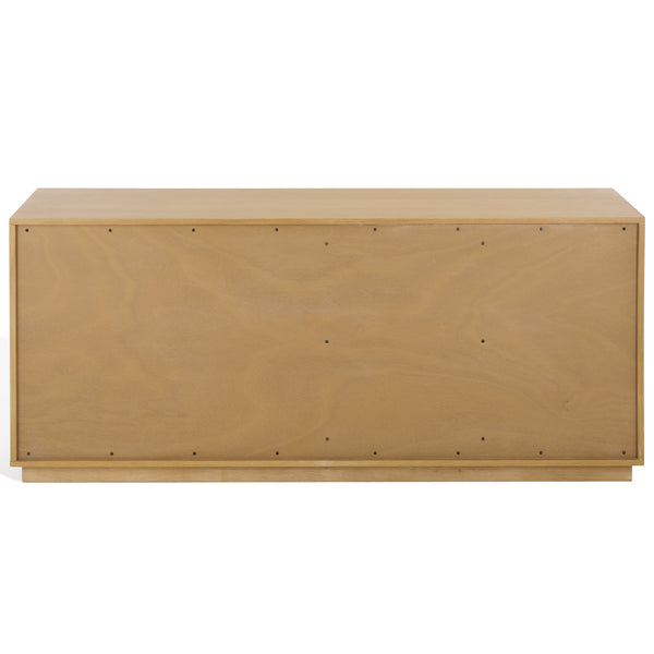 Patty Sculptural 4-Door Sideboard With Diamond-Relief Facade, Warm Wood Veneer, Spacious Storage
