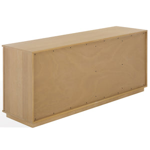 Patty Sculptural 4-Door Sideboard With Diamond-Relief Facade, Warm Wood Veneer, Spacious Storage