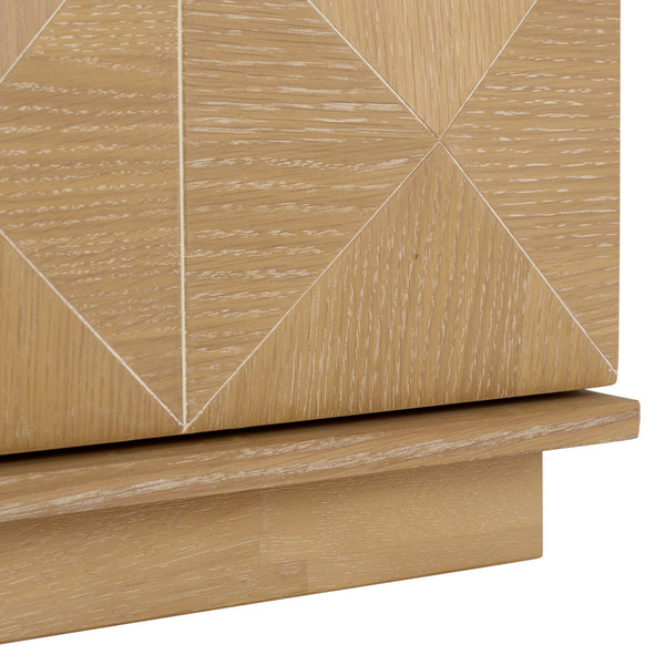 Patty Sculptural 4-Door Sideboard With Diamond-Relief Facade, Warm Wood Veneer, Spacious Storage