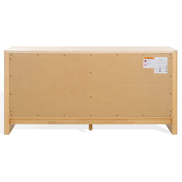 Safavieh BELLAROSE Dresser - Artisan Natural Travertine with Warm Ashwood, Six Spacious Drawers for Storage SFV7226A