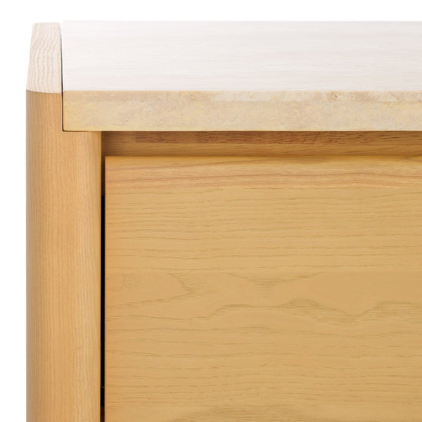 Safavieh BELLAROSE Dresser - Artisan Natural Travertine with Warm Ashwood, Six Spacious Drawers for Storage SFV7226A