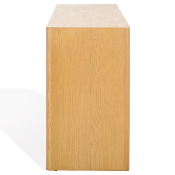 Safavieh BELLAROSE Dresser - Artisan Natural Travertine with Warm Ashwood, Six Spacious Drawers for Storage SFV7226A
