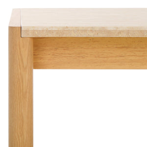 Safavieh BELLAROSE Travertine Coffee Table – Elegant Organic Design with Curved Ashwood Legs, 59" Wide SFV7228A