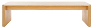 Safavieh BELLAROSE Travertine Coffee Table – Elegant Organic Design with Curved Ashwood Legs, 59" Wide SFV7228A