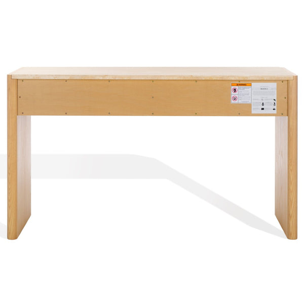 Safavieh BELLAROSE Console Table - Natural Travertine with Drawers for Stylish Entryway & Living Space Decor SFV7230A