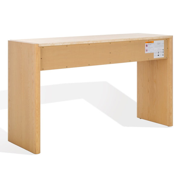 Safavieh BELLAROSE Console Table - Natural Travertine with Drawers for Stylish Entryway & Living Space Decor SFV7230A