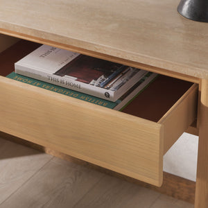 Safavieh BELLAROSE Console Table - Natural Travertine with Drawers for Stylish Entryway & Living Space Decor SFV7230A