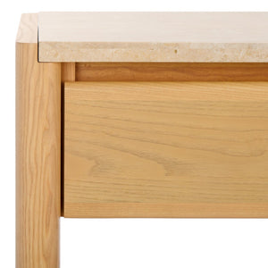 Safavieh BELLAROSE Console Table - Natural Travertine with Drawers for Stylish Entryway & Living Space Decor SFV7230A