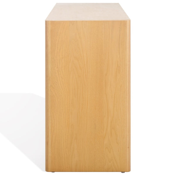 Safavieh BELLAROSE Console Table - Natural Travertine with Drawers for Stylish Entryway & Living Space Decor SFV7230A