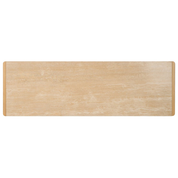Safavieh BELLAROSE Console Table - Natural Travertine with Drawers for Stylish Entryway & Living Space Decor SFV7230A