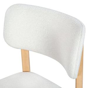 Safavieh TRYSTAN Bouclé Dining Chair - Cozy Scandinavian Elegance in Ivory with Natural Beechwood Frame SFV7233A-SET2