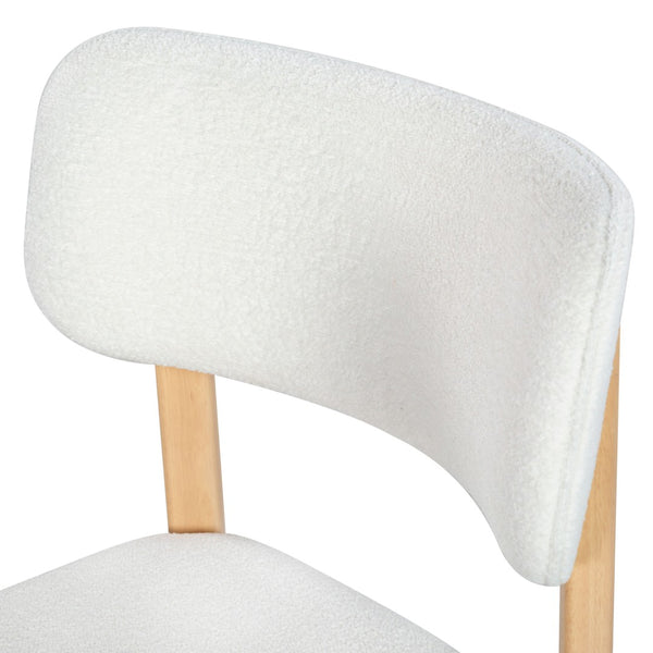 Safavieh TRYSTAN Bouclé Dining Chair - Cozy Scandinavian Elegance in Ivory with Natural Beechwood Frame SFV7233A-SET2