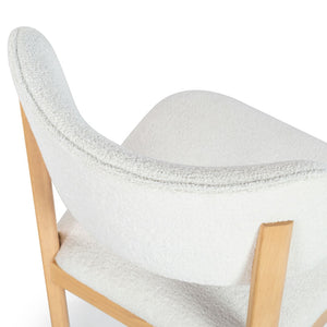 Safavieh TRYSTAN Bouclé Dining Chair - Cozy Scandinavian Elegance in Ivory with Natural Beechwood Frame SFV7233A-SET2