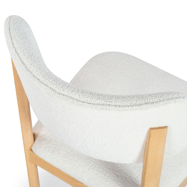Safavieh TRYSTAN Bouclé Dining Chair - Cozy Scandinavian Elegance in Ivory with Natural Beechwood Frame SFV7233A-SET2