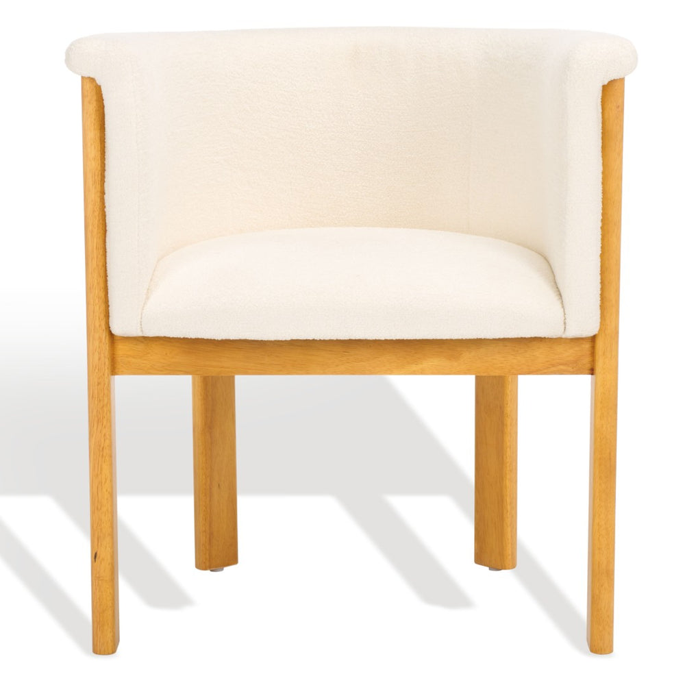 Safavieh KATEMARIE Boucle Arm Chair - Ivory Upholstered Elegance with Natural Beechwood Legs for Comfort SFV7235A