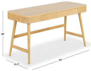 Safavieh Barnett 1 Drawer Wood Desk - Chic Natural Finish For Stylish Home Office & Clutter-free Workspace Natural 2% Metal,8% Cork Veneer,25% Manufactured Wood,30% Plywood,35% Wood Sfv7239a