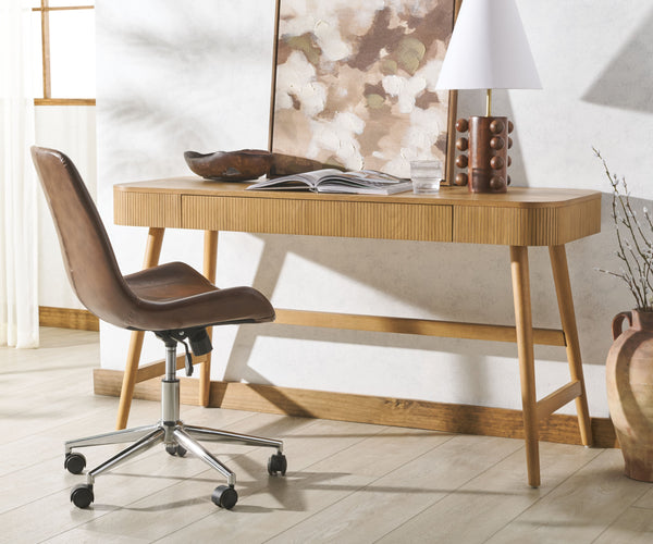 Safavieh Barnett 1 Drawer Wood Desk - Chic Natural Finish For Stylish Home Office & Clutter-free Workspace Natural 2% Metal,8% Cork Veneer,25% Manufactured Wood,30% Plywood,35% Wood Sfv7239a