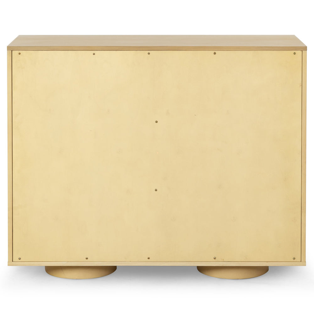 Safavieh Kaybella Glass Door Chest - Natural Finish, Contemporary Design, Durable Solid Wood Storage Solution Natural 1% Metal,22% Tempered Glass,9% Cork Veneer,30% Manufactured Wood,20% Plywood,18% Wood Sfv7240a