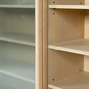 Safavieh Kaybella Glass Door Chest - Natural Finish, Contemporary Design, Durable Solid Wood Storage Solution Natural 1% Metal,22% Tempered Glass,9% Cork Veneer,30% Manufactured Wood,20% Plywood,18% Wood Sfv7240a