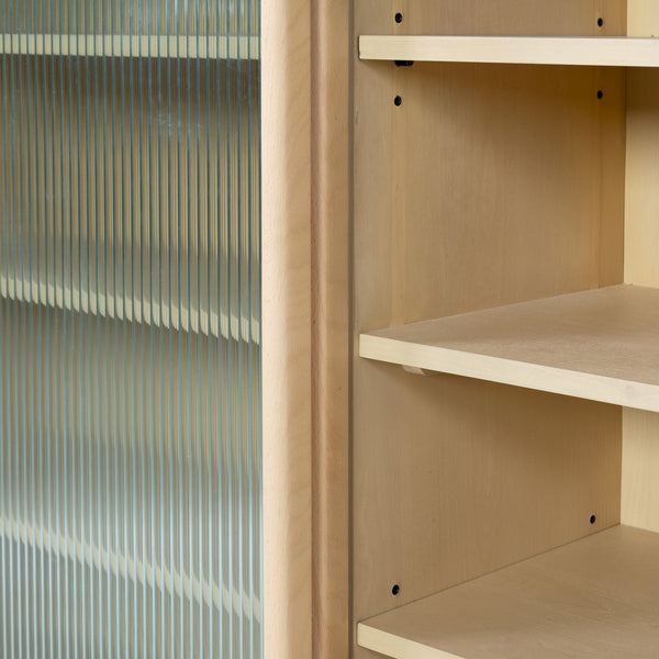 Safavieh Kaybella Glass Door Chest - Natural Finish, Contemporary Design, Durable Solid Wood Storage Solution Natural 1% Metal,22% Tempered Glass,9% Cork Veneer,30% Manufactured Wood,20% Plywood,18% Wood Sfv7240a