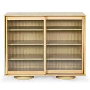 Safavieh KAYBELLA Glass Door Chest – Elegant Natural Finish Storage Solution for Living Rooms & Bedrooms SFV7240A