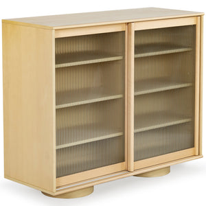 Safavieh Kaybella Glass Door Chest - Natural Finish, Contemporary Design, Durable Solid Wood Storage Solution Natural 1% Metal,22% Tempered Glass,9% Cork Veneer,30% Manufactured Wood,20% Plywood,18% Wood Sfv7240a