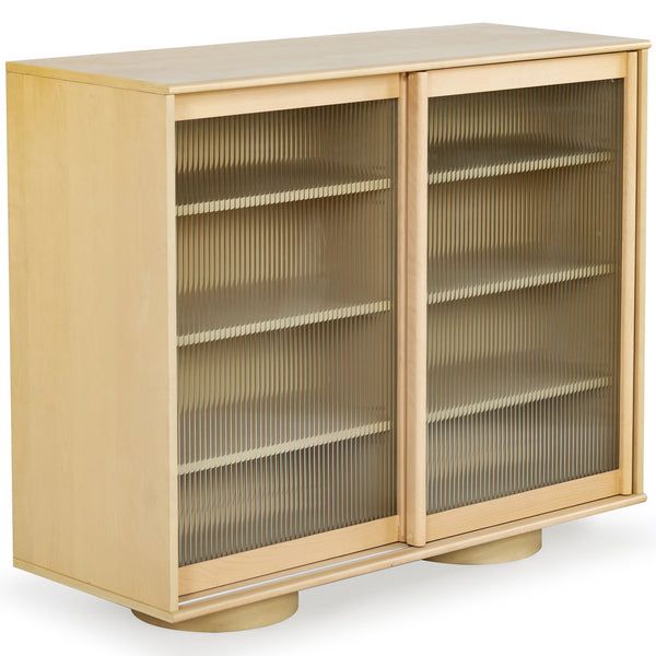 Safavieh Kaybella Glass Door Chest - Natural Finish, Contemporary Design, Durable Solid Wood Storage Solution Natural 1% Metal,22% Tempered Glass,9% Cork Veneer,30% Manufactured Wood,20% Plywood,18% Wood Sfv7240a