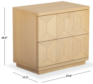 Safavieh Deziree Wood 2 Drawer Nightstand - Stylish & Functional Storage Solution For Any Bedroom Decor Natural 5% Metal,5% Cork Veneer,20% Manufactured Wood,30% Plywood,40% Wood Sfv7243a