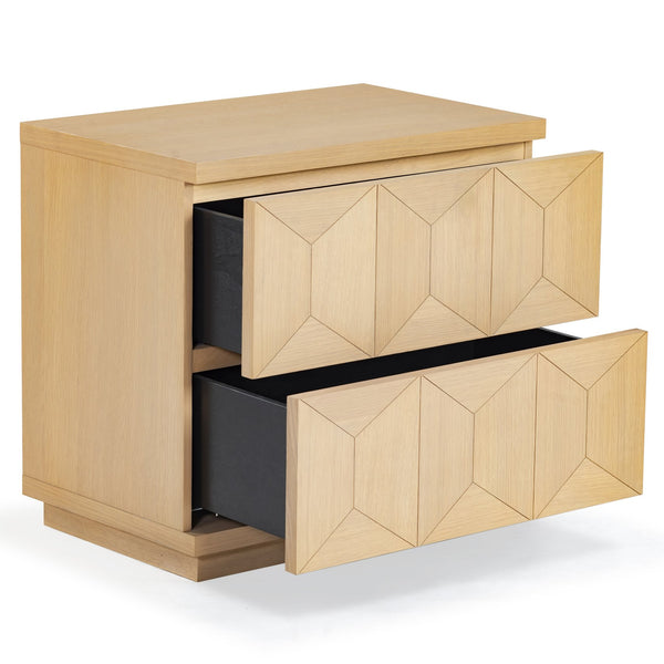 Safavieh Deziree Wood 2 Drawer Nightstand - Stylish & Functional Storage Solution For Any Bedroom Decor Natural 5% Metal,5% Cork Veneer,20% Manufactured Wood,30% Plywood,40% Wood Sfv7243a