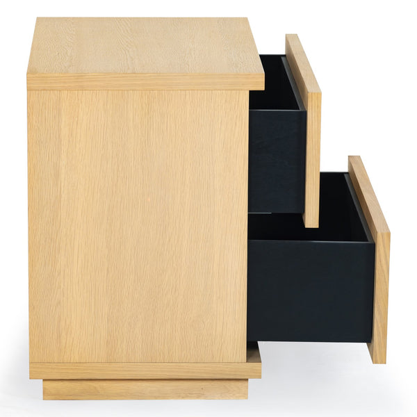 Safavieh Deziree Wood 2 Drawer Nightstand - Stylish & Functional Storage Solution For Any Bedroom Decor Natural 5% Metal,5% Cork Veneer,20% Manufactured Wood,30% Plywood,40% Wood Sfv7243a