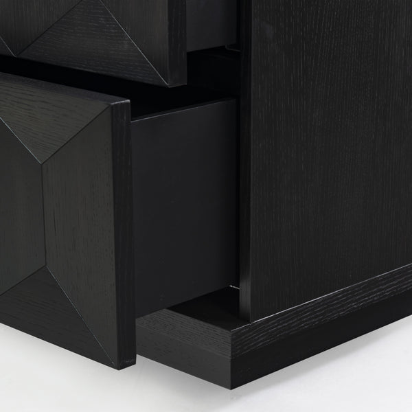 Safavieh Deziree Wood 2 Drawer Nightstand - Stylish & Functional Storage Solution For Any Bedroom Decor Black 5% Metal,5% Cork Veneer,20% Manufactured Wood,30% Plywood,40% Wood Sfv7243b