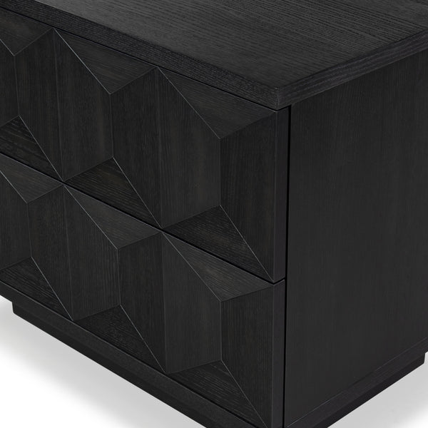 Safavieh Deziree Wood 2 Drawer Nightstand - Stylish & Functional Storage Solution For Any Bedroom Decor Black 5% Metal,5% Cork Veneer,20% Manufactured Wood,30% Plywood,40% Wood Sfv7243b