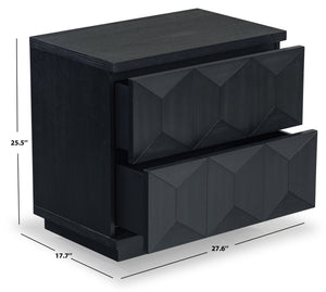 Safavieh Deziree Wood 2 Drawer Nightstand - Stylish & Functional Storage Solution For Any Bedroom Decor Black 5% Metal,5% Cork Veneer,20% Manufactured Wood,30% Plywood,40% Wood Sfv7243b