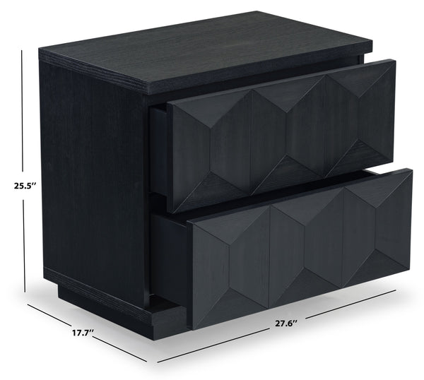 Safavieh Deziree Wood 2 Drawer Nightstand - Stylish & Functional Storage Solution For Any Bedroom Decor Black 5% Metal,5% Cork Veneer,20% Manufactured Wood,30% Plywood,40% Wood Sfv7243b