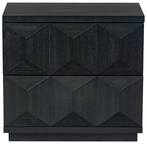 Safavieh Deziree Wood 2 Drawer Nightstand - Stylish & Functional Storage Solution For Any Bedroom Decor Black 5% Metal,5% Cork Veneer,20% Manufactured Wood,30% Plywood,40% Wood Sfv7243b