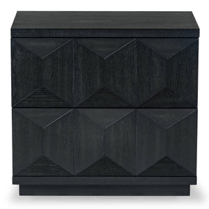Safavieh Deziree Wood 2 Drawer Nightstand - Stylish & Functional Storage Solution For Any Bedroom Decor Black 5% Metal,5% Cork Veneer,20% Manufactured Wood,30% Plywood,40% Wood Sfv7243b