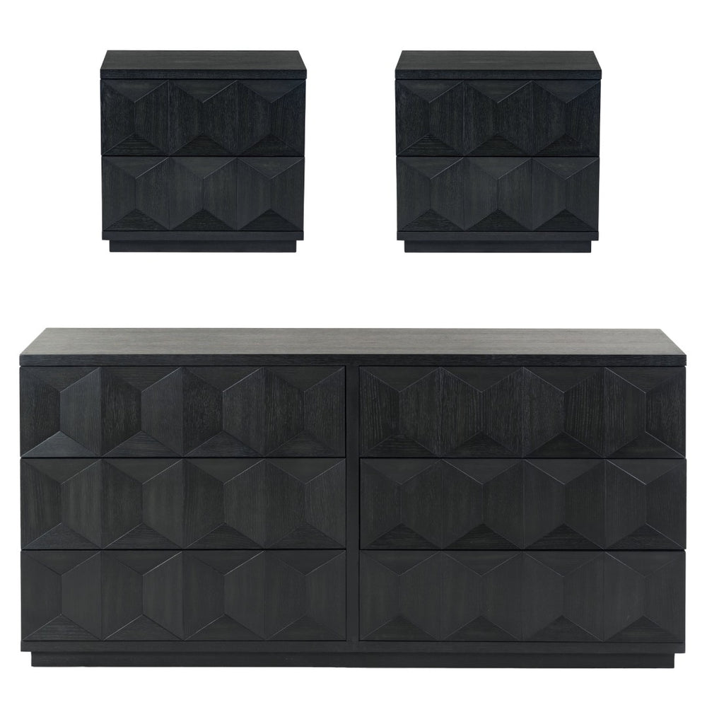 Safavieh DEZIREE Stylish 2-Drawer Nightstand – Modern Design with Spacious Storage for Bedroom Essentials Black SFV7243B