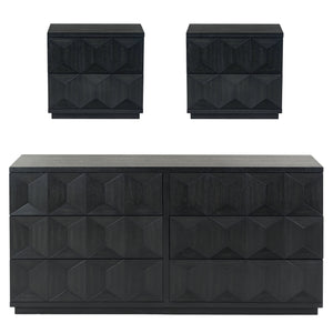 Safavieh Deziree Wood 2 Drawer Nightstand - Stylish & Functional Storage Solution For Any Bedroom Decor Black 5% Metal,5% Cork Veneer,20% Manufactured Wood,30% Plywood,40% Wood Sfv7243b