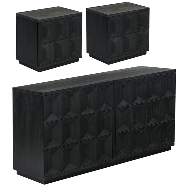 Safavieh Deziree Wood 6 Drawer Dresser - Elegant Storage Solution With Rustic Charm For Modern Spaces Black 8% Metal,7% Cork Veneer,40% Manufactured Wood,23% Plywood,22% Wood Sfv7244b