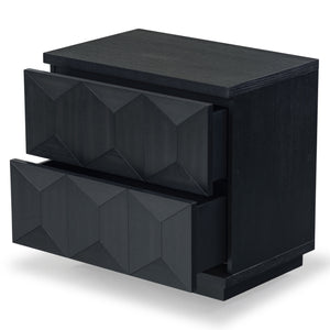 Safavieh Deziree Wood 2 Drawer Nightstand - Stylish & Functional Storage Solution For Any Bedroom Decor Black 5% Metal,5% Cork Veneer,20% Manufactured Wood,30% Plywood,40% Wood Sfv7243b