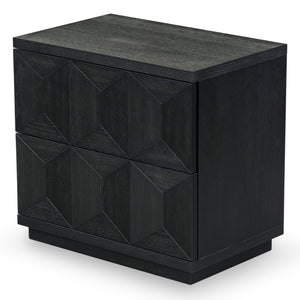 Safavieh Deziree Wood 2 Drawer Nightstand - Stylish & Functional Storage Solution For Any Bedroom Decor Black 5% Metal,5% Cork Veneer,20% Manufactured Wood,30% Plywood,40% Wood Sfv7243b