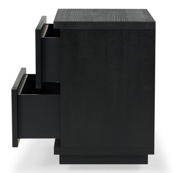 Safavieh Deziree Wood 2 Drawer Nightstand - Stylish & Functional Storage Solution For Any Bedroom Decor Black 5% Metal,5% Cork Veneer,20% Manufactured Wood,30% Plywood,40% Wood Sfv7243b