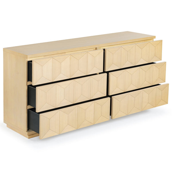 Safavieh Deziree Wood 6 Drawer Dresser - Elegant Storage Solution With Rustic Charm For Modern Spaces Natural 8% Metal,7% Cork Veneer,40% Manufactured Wood,23% Plywood,22% Wood Sfv7244a