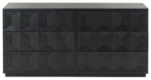 Safavieh Deziree Wood 6 Drawer Dresser - Elegant Storage Solution With Rustic Charm For Modern Spaces Black 8% Metal,7% Cork Veneer,40% Manufactured Wood,23% Plywood,22% Wood Sfv7244b