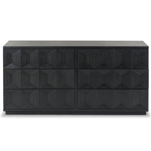 Safavieh Deziree Wood 6 Drawer Dresser - Elegant Storage Solution With Rustic Charm For Modern Spaces Black 8% Metal,7% Cork Veneer,40% Manufactured Wood,23% Plywood,22% Wood Sfv7244b