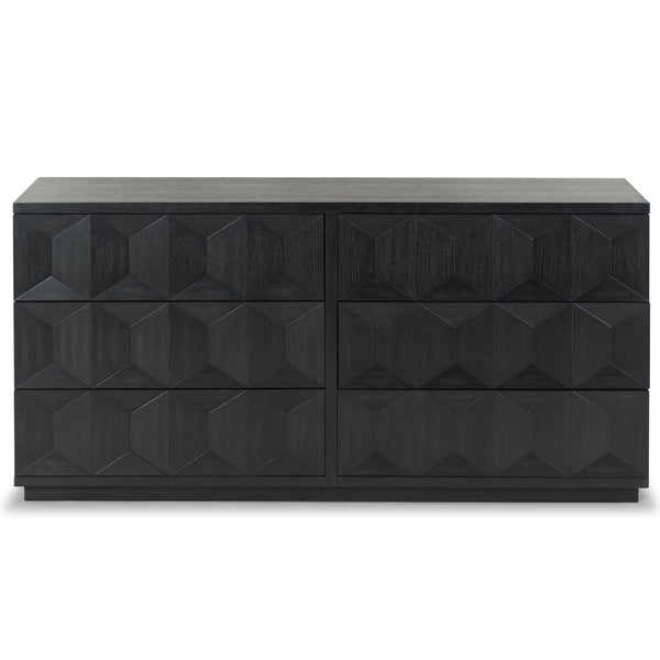 Safavieh Deziree Wood 6 Drawer Dresser - Elegant Storage Solution With Rustic Charm For Modern Spaces Black 8% Metal,7% Cork Veneer,40% Manufactured Wood,23% Plywood,22% Wood Sfv7244b