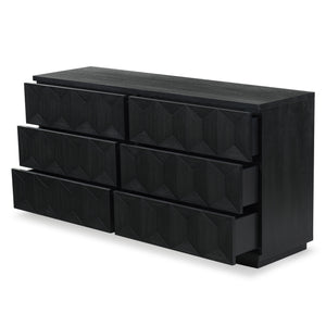 Safavieh Deziree Wood 6 Drawer Dresser - Elegant Storage Solution With Rustic Charm For Modern Spaces Black 8% Metal,7% Cork Veneer,40% Manufactured Wood,23% Plywood,22% Wood Sfv7244b