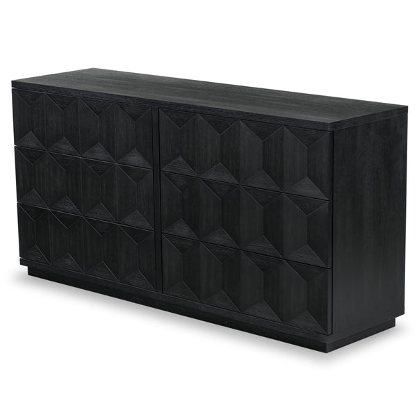 Safavieh Deziree Wood 6 Drawer Dresser - Elegant Storage Solution With Rustic Charm For Modern Spaces Black 8% Metal,7% Cork Veneer,40% Manufactured Wood,23% Plywood,22% Wood Sfv7244b