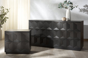 Safavieh Deziree Wood 2 Drawer Nightstand - Stylish & Functional Storage Solution For Any Bedroom Decor Black 5% Metal,5% Cork Veneer,20% Manufactured Wood,30% Plywood,40% Wood Sfv7243b