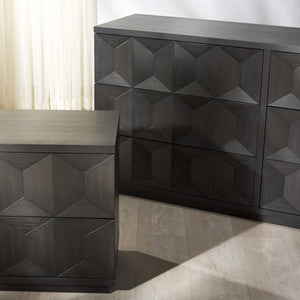 Safavieh Deziree Wood 2 Drawer Nightstand - Stylish & Functional Storage Solution For Any Bedroom Decor Black 5% Metal,5% Cork Veneer,20% Manufactured Wood,30% Plywood,40% Wood Sfv7243b